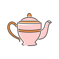 Ornate Pink Teapot. A teapot with a decorative handle and soft color scheme.