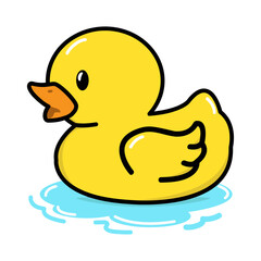 Cute yellow duck swim cartoon