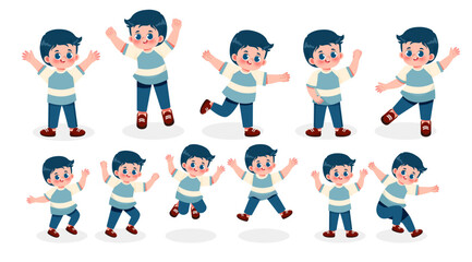 Cute Boy Jumping with any Gesture to Celebrate Childrens Day or Back to School