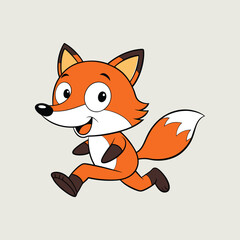 Obraz premium Running cute fox vector illustration