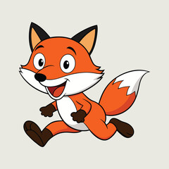 Running cute fox vector illustration