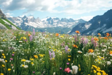 Fototapeta premium alpine meadow with flowers