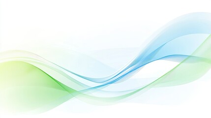 Obraz premium Abstract Wave Design in Soft Blue and Green on White Background