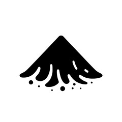 Pile of Powder: Abstract illustration of a dark pile of powder, with some particles scattering around the base, suggesting texture and movement. The design is minimalist and versatile. 