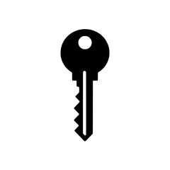 Classic Key Icon: A simple yet striking silhouette of a traditional key, symbolizing access, security, and unlocking potential.  