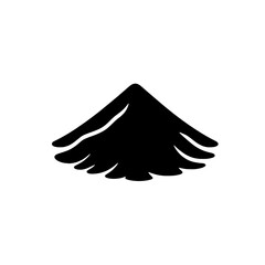 Pile of Powder Icon: A simple, yet striking black silhouette icon depicting a conical pile of powder, ideal for use in various contexts relating to materials, ingredients, or industrial processes. 