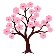 Naklejka premium Pink Sakura Tree Displayed on White Background