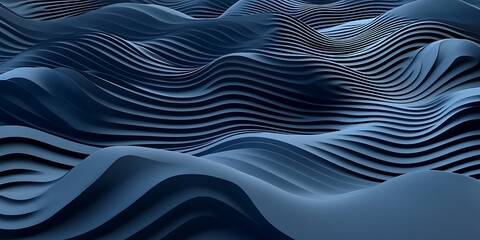 Obraz premium Abstract blue waves, 3D render, background texture