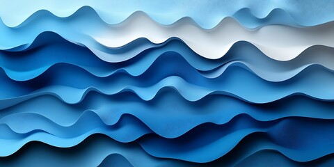 Fototapeta premium Abstract blue wave paper texture background design