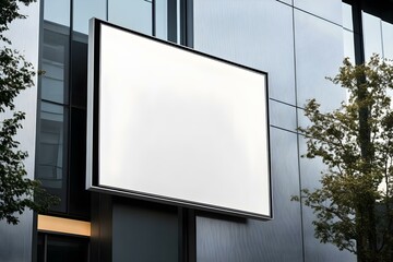 Fototapeta premium Square Empty Signboard on a Building with Modern Architecture Design