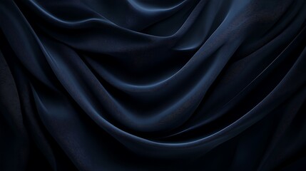 Obraz premium Dark blue fabric drapes, elegant folds, studio shot, background texture, design element