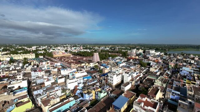 the drone footage of arulmigu nellaiappar kovil tirunelveli town tamilnadu