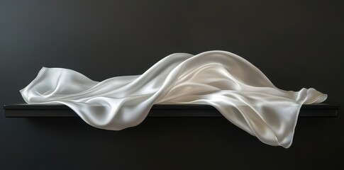 Elegant white silk fabric draped gracefully against a dark background