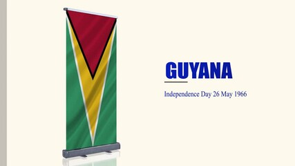 Guyana Independence Day 26 May 1966, Guyana Waving Flag on Roll Up Presentation
