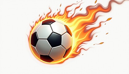 Naklejka premium Fiery soccer ball illustration with flames on a white background