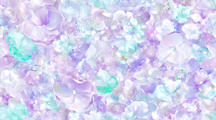 Fototapeta premium Ethereal Lavender Petal Dreamscape Fantasy Floral Art in Pastel Hues and Delicate Watercolor Style