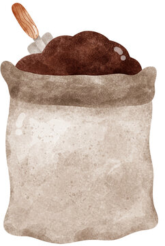watercolor bag soil shovel clip art preview