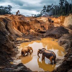 Fototapeta premium Some animal species may be affected by gold mining that destroys their habitats.