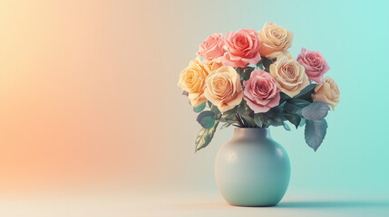 bouquet of roses in vase