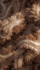 Abstract swirling beige fractal patterns resembling feathers