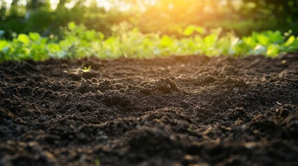 Fertile Garden Soil Under Sunlight
