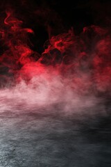 Fototapeta premium Mystical red smoke swirling over dark surface