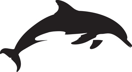 Black silhouette of a dolphin vector art design