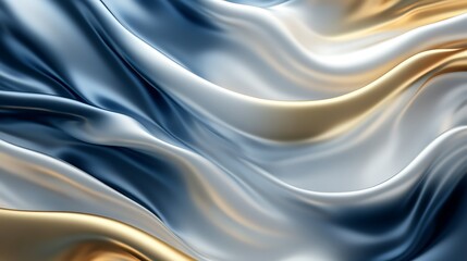 Fototapeta premium Elegant blue gold silk fabric waves background