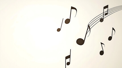 Floating Musical Notes Over Staff Lines on Light Background for Creative Projects or Presentations