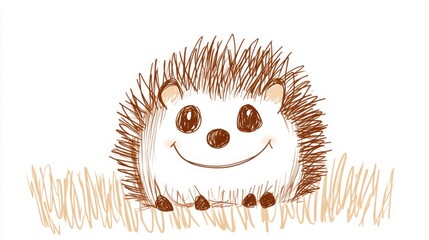 Hedgehog Day Cute smiling hedgehog sketch with spiky fur and cheerful expression