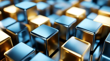 Fototapeta premium Metallic cubes, abstract background, design texture, website header
