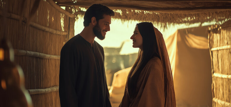 Yaqoub  stands with Rachel, a loving couple from the Bible