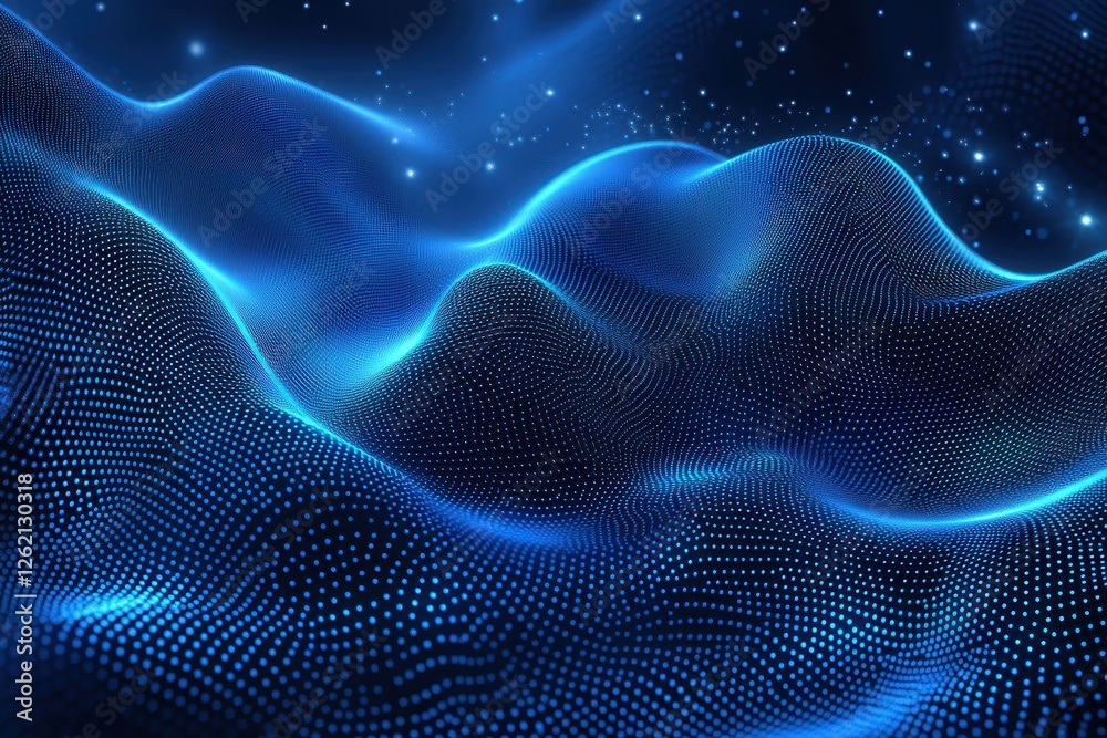 Fototapete dynamic dark blue abstract background featuring moving particles creating a sense of depth and motio