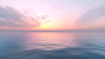 Fototapeta premium Ocean waves shimmering under brilliant golden sunset with scattered drifting clouds