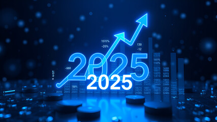 Naklejka premium 2025 Financial Growth and Market Trends with Rising Graph Bars