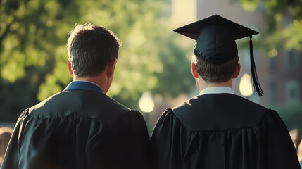 A father watching his child graduate, proud and emotional moment