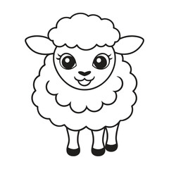 Vector illustration of sheep isolated on white background. For kids coloring book.