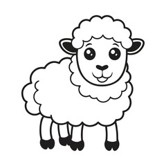 Vector illustration of sheep isolated on white background. For kids coloring book.