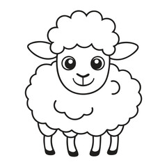 Vector illustration of sheep isolated on white background. For kids coloring book.