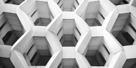 Modern concrete building with honeycomb structure.