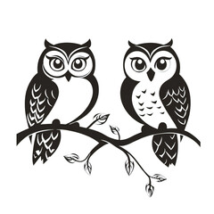 Obraz premium Black and White Owl Icon Logo – Stylized Vector Illustration