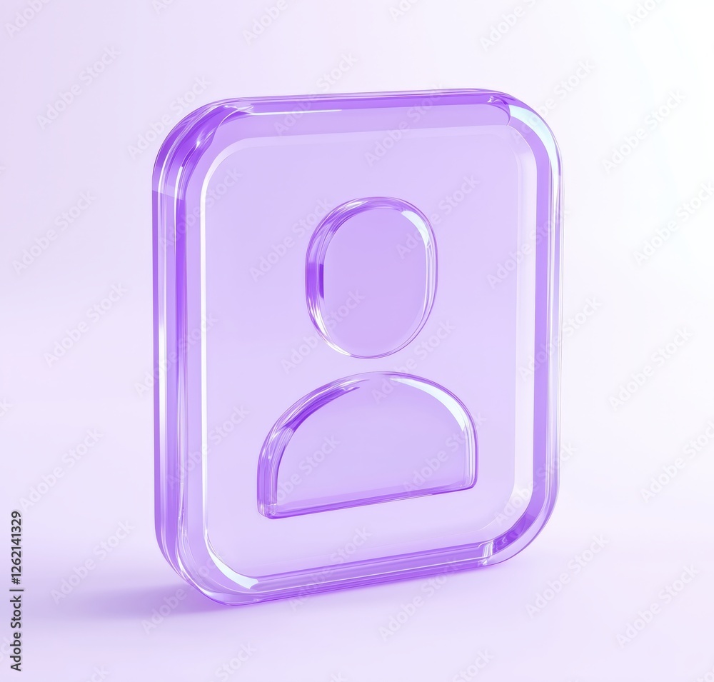 Canvas Prints transparent person icon made of glossy glass material shiny avatar symbol with rounded edges digital