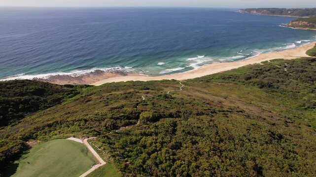 Aerial View Of Glenrock Beach In New South Wales, Australia - Drone Shot