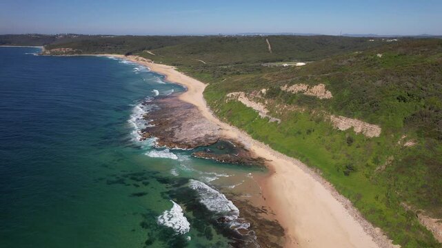 Merewether Lookout And Glenrock Beach In NSW, Australia - Drone Shot