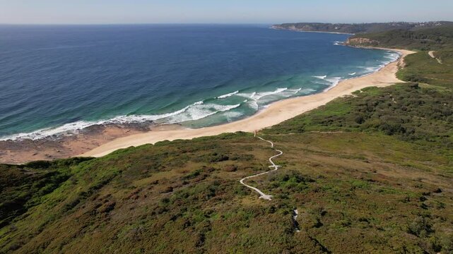 Seascape Of Glenrock Beach In New South Wales, Australia - Aerial Drone Shot