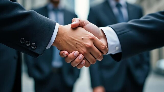 Hands Reaching Out for a Handshake in Blurred Background