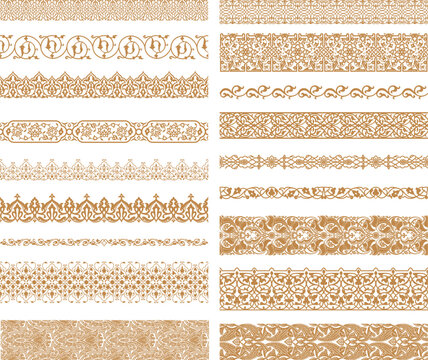 Arabic oriental ornament. Seamless floral pattern. Arabian border