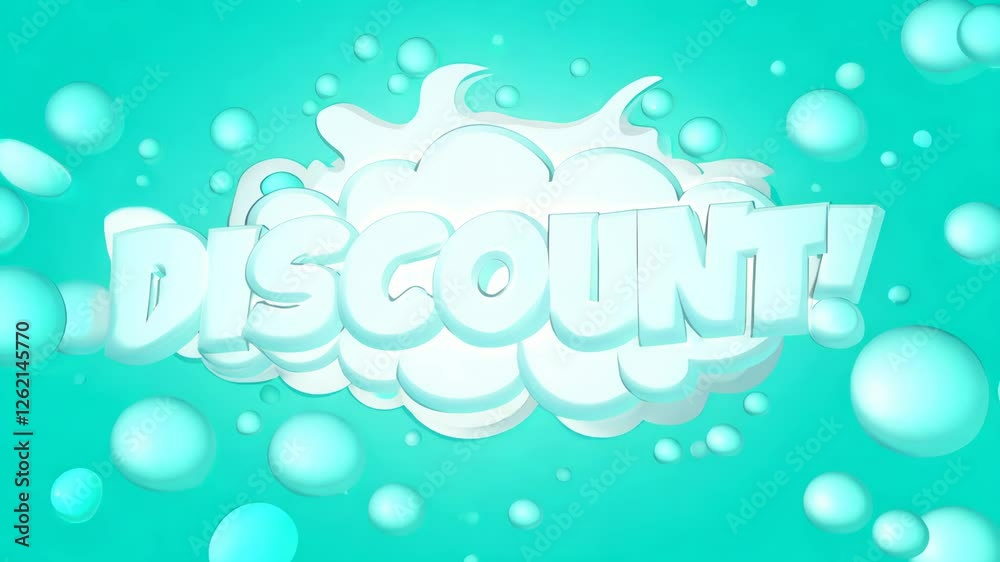 Poster a green background with white bubbles and the word 