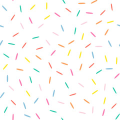 Simple Sprinkle Seamless Pattern. Colorful donut or cake glaze with sprinkle topping. Vector Illustration in scandinavian style.