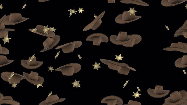 Cowboy hat Western Rodeo loop tile Swirl Background. This is a vintage USA loopable and tileable retro wallpaper
